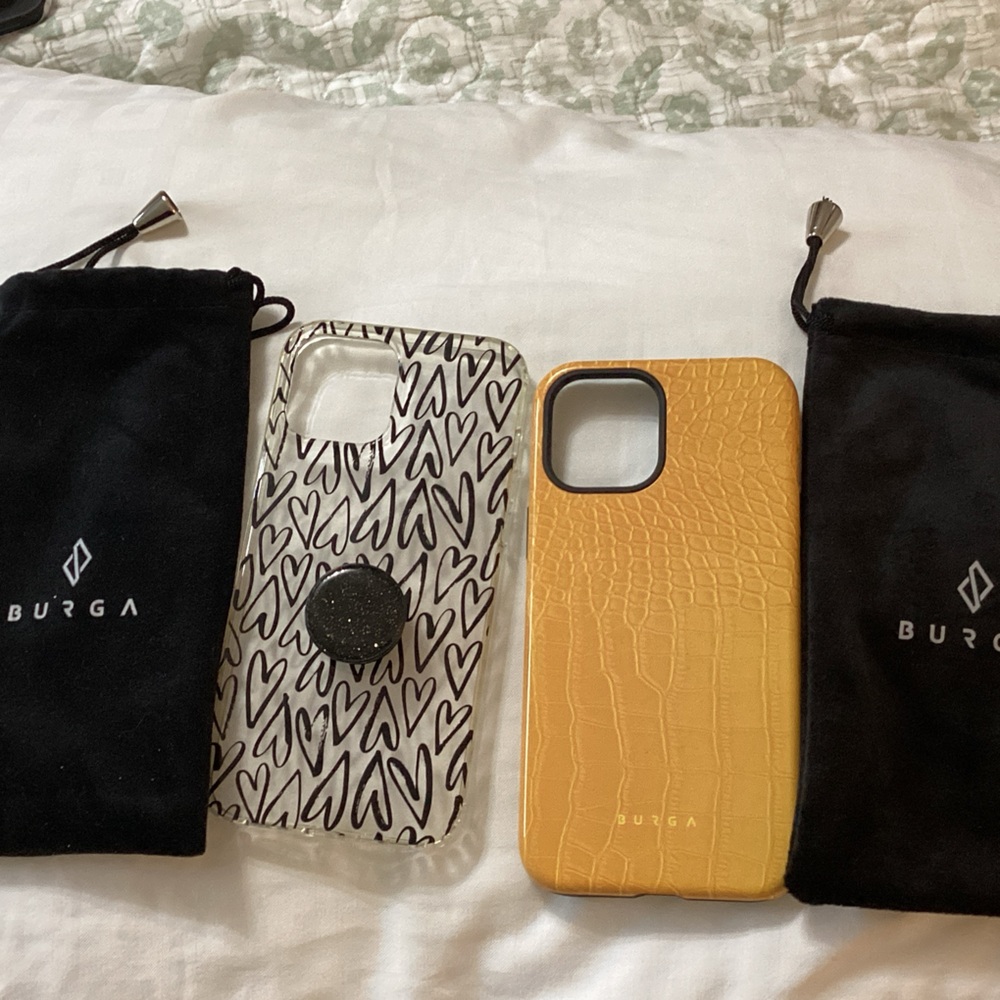 Burga phone cases you get to with the pouch slightly used like new